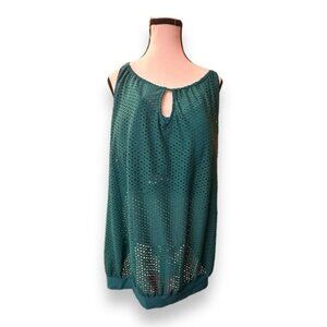 NWT Womens 3  42H Teal Green Bikini Top with Built in Mesh Swim Coverup